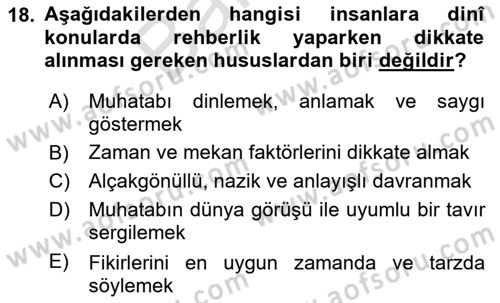 Din Eğitimi ve Din Hizmetlerinde Rehberlik Dersi 2025 - 2026 Yılı (Final) Dönem Sonu Sınav Soruları 18. Soru