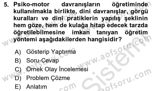 Din Eğitimi ve Din Hizmetlerinde Rehberlik Dersi 2025 - 2026 Yılı (Final) Dönem Sonu Sınav Soruları 5. Soru