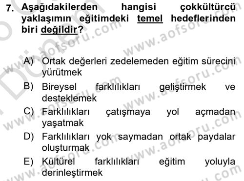 Din Eğitimi ve Din Hizmetlerinde Rehberlik Dersi 2025 - 2026 Yılı (Final) Dönem Sonu Sınav Soruları 7. Soru