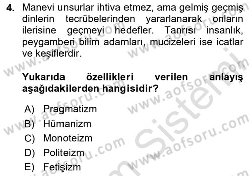 Din Eğitimi ve Din Hizmetlerinde Rehberlik Dersi 2025 - 2026 Yılı Yaz Okulu Sınav Soruları 4. Soru