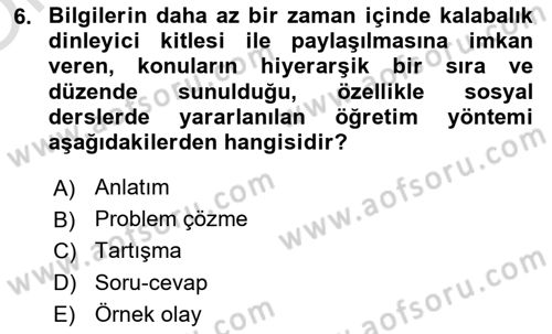 Din Eğitimi ve Din Hizmetlerinde Rehberlik Dersi 2025 - 2026 Yılı Yaz Okulu Sınav Soruları 6. Soru
