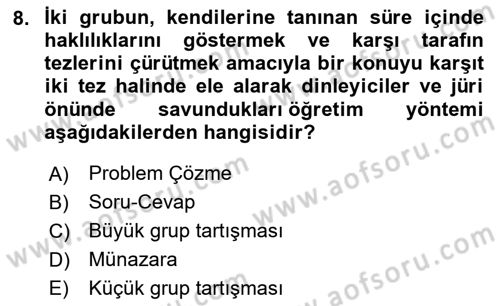 Din Eğitimi ve Din Hizmetlerinde Rehberlik Dersi 2025 - 2026 Yılı Yaz Okulu Sınav Soruları 8. Soru