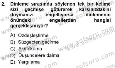 Bireyler Arası İletişim Dersi Ara Sınavı Deneme Sınav Soruları 2. Soru