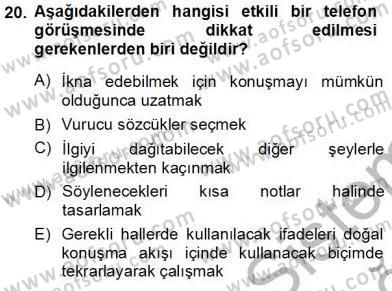 Bireyler Arası İletişim Dersi Ara Sınavı Deneme Sınav Soruları 20. Soru
