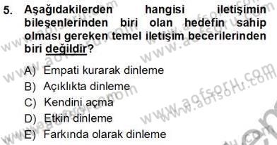 Bireyler Arası İletişim Dersi Ara Sınavı Deneme Sınav Soruları 5. Soru