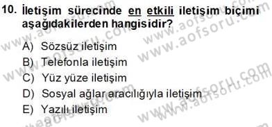 Bireyler Arası İletişim Dersi Ara Sınavı Deneme Sınav Soruları 10. Soru