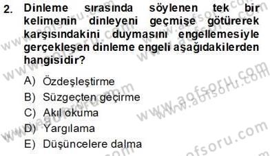 Bireyler Arası İletişim Dersi Ara Sınavı Deneme Sınav Soruları 2. Soru