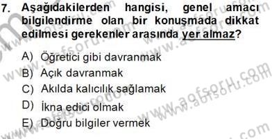 Bireyler Arası İletişim Dersi 2013 - 2014 Yılı (Final) Dönem Sonu Sınav Soruları 7. Soru