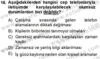 Bireyler Arası İletişim Dersi Ara Sınavı Deneme Sınav Soruları 16. Soru
