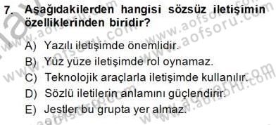 Bireyler Arası İletişim Dersi Ara Sınavı Deneme Sınav Soruları 7. Soru