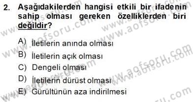 Bireyler Arası İletişim Dersi 2014 - 2015 Yılı (Final) Dönem Sonu Sınav Soruları 2. Soru