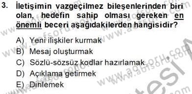 Bireyler Arası İletişim Dersi 2014 - 2015 Yılı (Final) Dönem Sonu Sınav Soruları 3. Soru
