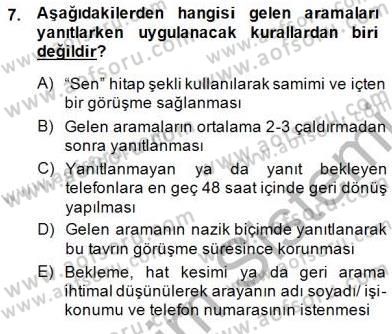 Bireyler Arası İletişim Dersi 2014 - 2015 Yılı (Final) Dönem Sonu Sınav Soruları 7. Soru