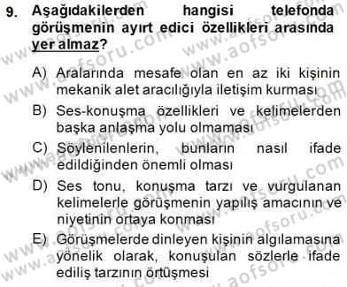 Bireyler Arası İletişim Dersi 2014 - 2015 Yılı (Final) Dönem Sonu Sınav Soruları 9. Soru