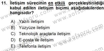Bireyler Arası İletişim Dersi 2015 - 2016 Yılı (Vize) Ara Sınav Soruları 11. Soru
