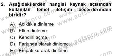 Bireyler Arası İletişim Dersi Ara Sınavı Deneme Sınav Soruları 2. Soru