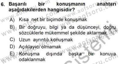 Bireyler Arası İletişim Dersi 2015 - 2016 Yılı (Final) Dönem Sonu Sınav Soruları 6. Soru