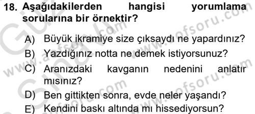 Bireyler Arası İletişim Dersi Ara Sınavı Deneme Sınav Soruları 18. Soru