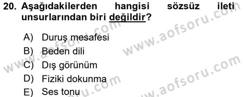Bireyler Arası İletişim Dersi Ara Sınavı Deneme Sınav Soruları 20. Soru