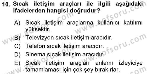 Bireyler Arası İletişim Dersi 2016 - 2017 Yılı (Final) Dönem Sonu Sınav Soruları 10. Soru