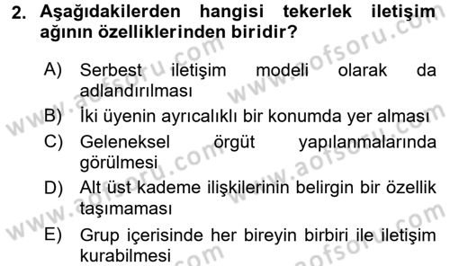 Bireyler Arası İletişim Dersi 2016 - 2017 Yılı (Final) Dönem Sonu Sınav Soruları 2. Soru