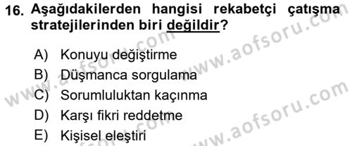 Bireyler Arası İletişim Dersi 2017 - 2018 Yılı 3 Ders Sınav Soruları 16. Soru