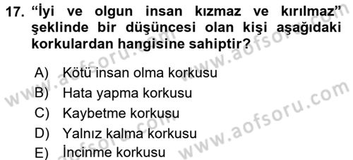 Bireyler Arası İletişim Dersi 2017 - 2018 Yılı 3 Ders Sınav Soruları 17. Soru