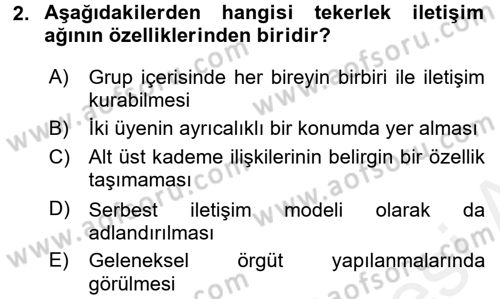 Bireyler Arası İletişim Dersi 2017 - 2018 Yılı 3 Ders Sınav Soruları 2. Soru