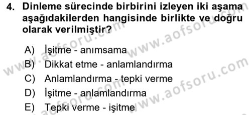 Bireyler Arası İletişim Dersi 2017 - 2018 Yılı 3 Ders Sınav Soruları 4. Soru