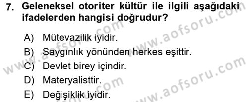 Bireyler Arası İletişim Dersi 2017 - 2018 Yılı 3 Ders Sınav Soruları 7. Soru