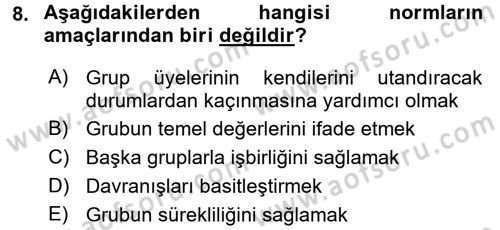 Bireyler Arası İletişim Dersi 2017 - 2018 Yılı 3 Ders Sınav Soruları 8. Soru