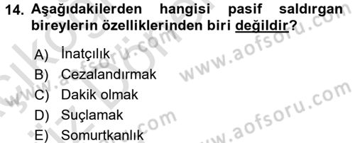 Bireyler Arası İletişim Dersi Ara Sınavı Deneme Sınav Soruları 14. Soru