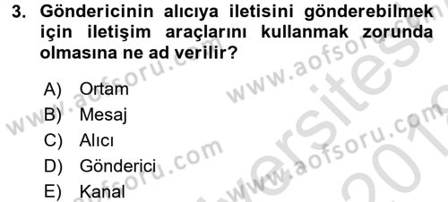 Bireyler Arası İletişim Dersi Ara Sınavı Deneme Sınav Soruları 3. Soru