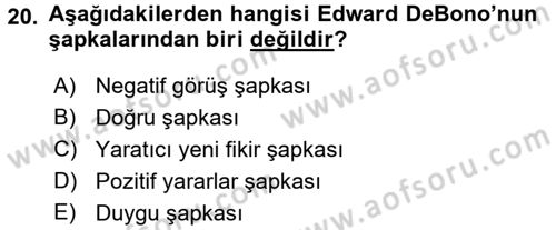 Bireyler Arası İletişim Dersi 2017 - 2018 Yılı (Final) Dönem Sonu Sınav Soruları 20. Soru