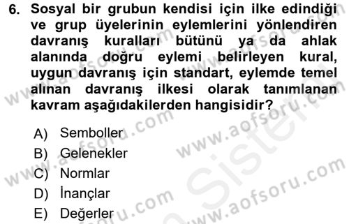 Bireyler Arası İletişim Dersi 2017 - 2018 Yılı (Final) Dönem Sonu Sınav Soruları 6. Soru
