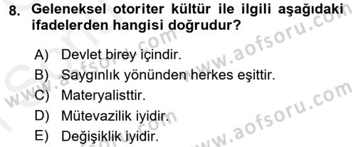 Bireyler Arası İletişim Dersi 2017 - 2018 Yılı (Final) Dönem Sonu Sınav Soruları 8. Soru