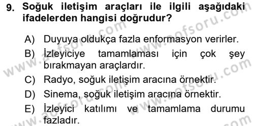 Bireyler Arası İletişim Dersi 2017 - 2018 Yılı (Final) Dönem Sonu Sınav Soruları 9. Soru
