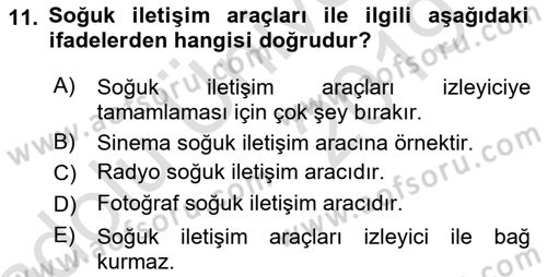 Bireyler Arası İletişim Dersi 2018 - 2019 Yılı 3 Ders Sınav Soruları 11. Soru