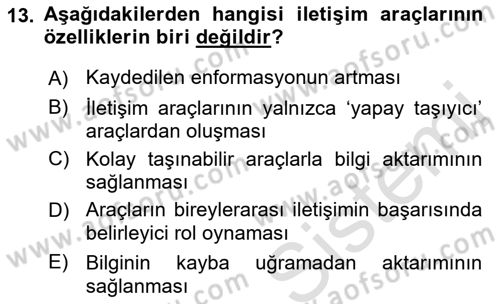 Bireyler Arası İletişim Dersi 2018 - 2019 Yılı 3 Ders Sınav Soruları 13. Soru