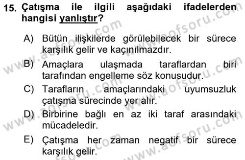 Bireyler Arası İletişim Dersi 2018 - 2019 Yılı 3 Ders Sınav Soruları 15. Soru