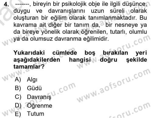 Bireyler Arası İletişim Dersi 2018 - 2019 Yılı 3 Ders Sınav Soruları 4. Soru