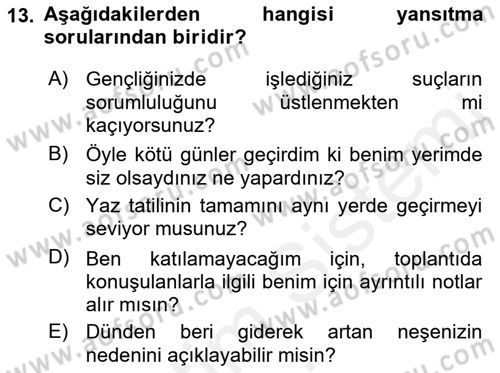 Bireyler Arası İletişim Dersi Ara Sınavı Deneme Sınav Soruları 13. Soru