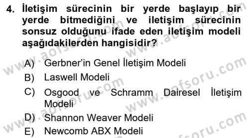 Bireyler Arası İletişim Dersi Ara Sınavı Deneme Sınav Soruları 4. Soru