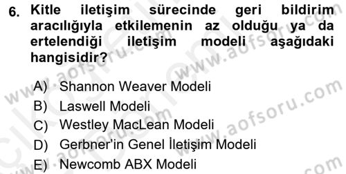 Bireyler Arası İletişim Dersi 2018 - 2019 Yılı (Vize) Ara Sınav Soruları 6. Soru