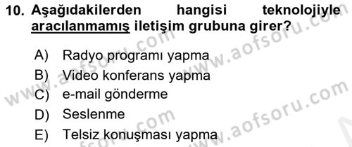 Bireyler Arası İletişim Dersi 2018 - 2019 Yılı (Final) Dönem Sonu Sınav Soruları 10. Soru