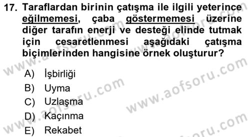 Bireyler Arası İletişim Dersi 2018 - 2019 Yılı (Final) Dönem Sonu Sınav Soruları 17. Soru