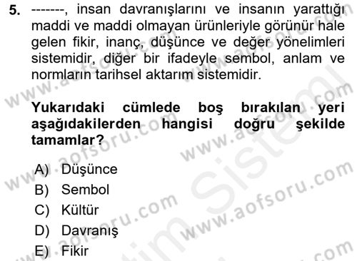 Bireyler Arası İletişim Dersi 2018 - 2019 Yılı (Final) Dönem Sonu Sınav Soruları 5. Soru