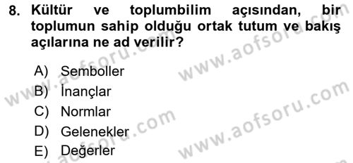 Bireyler Arası İletişim Dersi 2018 - 2019 Yılı (Final) Dönem Sonu Sınav Soruları 8. Soru
