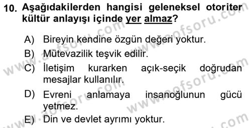 Bireyler Arası İletişim Dersi 2018 - 2019 Yılı Yaz Okulu Sınav Soruları 10. Soru