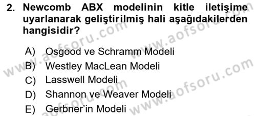 Bireyler Arası İletişim Dersi 2018 - 2019 Yılı Yaz Okulu Sınav Soruları 2. Soru